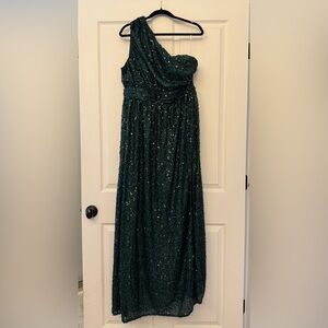 Dark Green Sequined Formal Gown